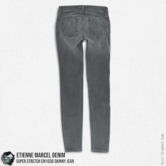 ETIENNE MARCEL DENIM SUPER STRETCH SKINNY MULTI ZIP JEANS EM1036 IN GREY SIZE 24 - Picture 3 of 16